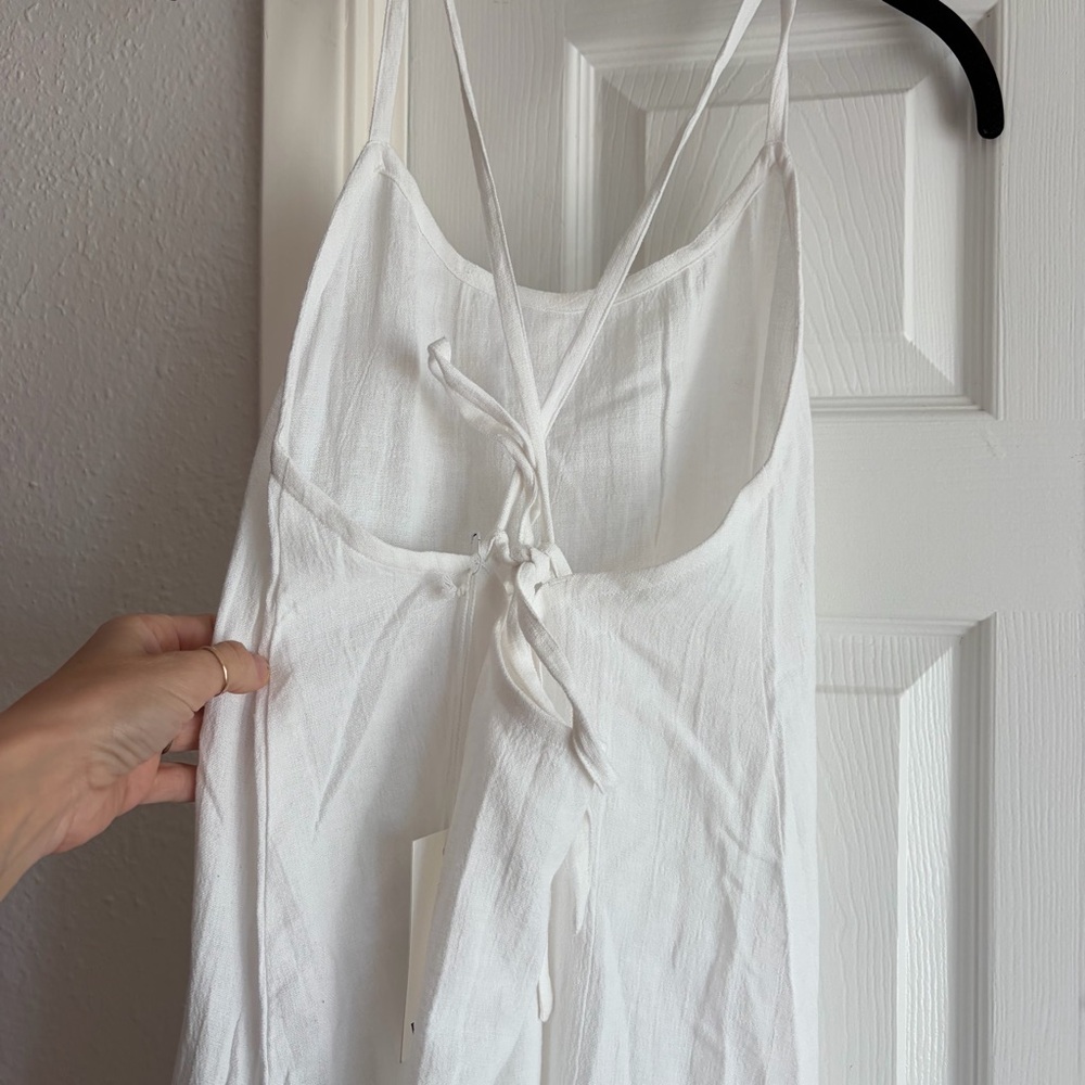 Vitamin A Mari Maxi Dress White Crinkle Linen Cotton Swim Coverup Dress - Picture 9 of 11